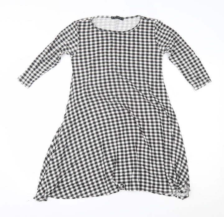 QED London Womens Black Check A-Line Size 10