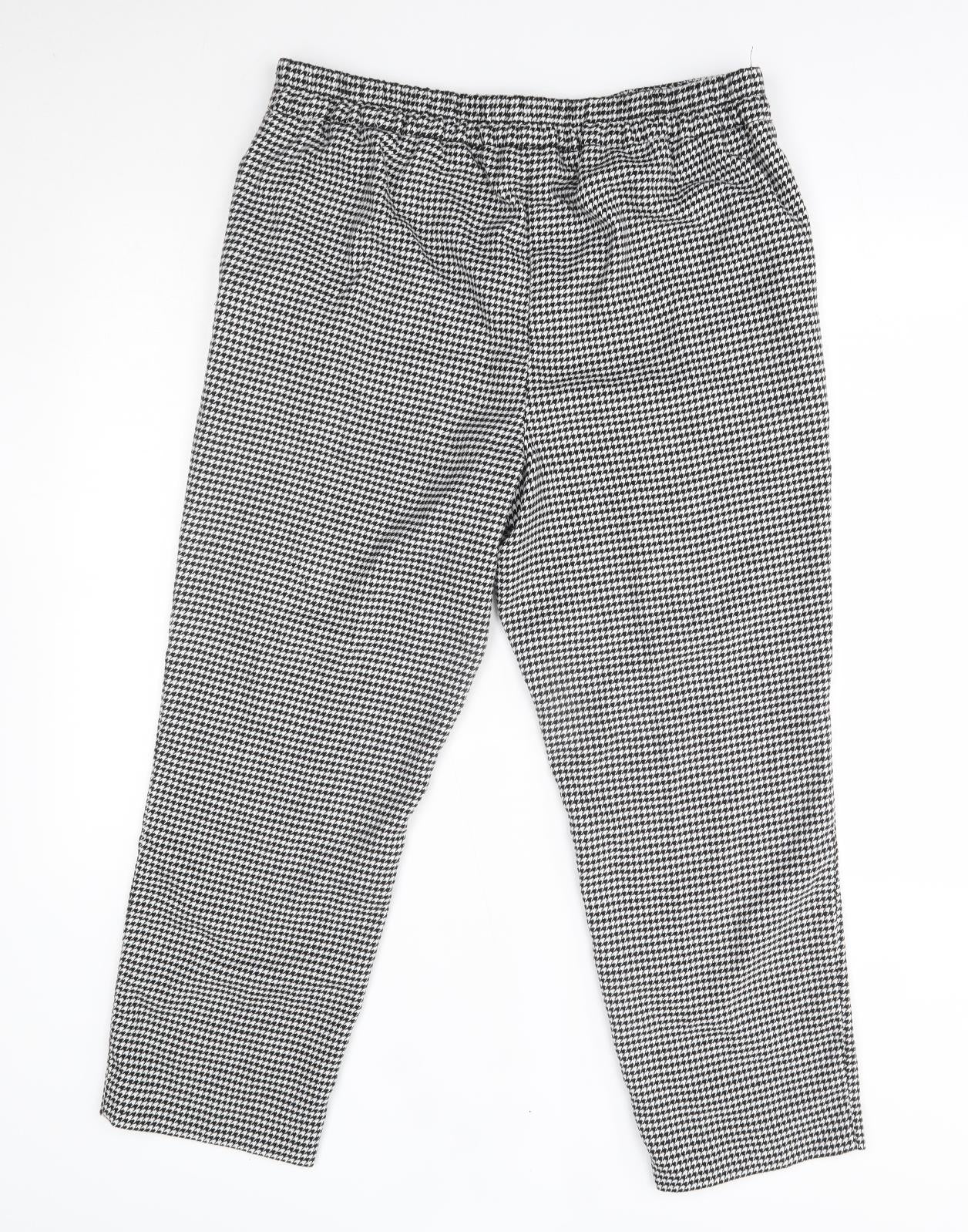 George Womens White Houndstooth  Trousers  Size 16 L25 in