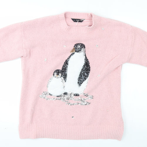 F&F Womens Pink   Pullover Jumper Size 14  - Penguin