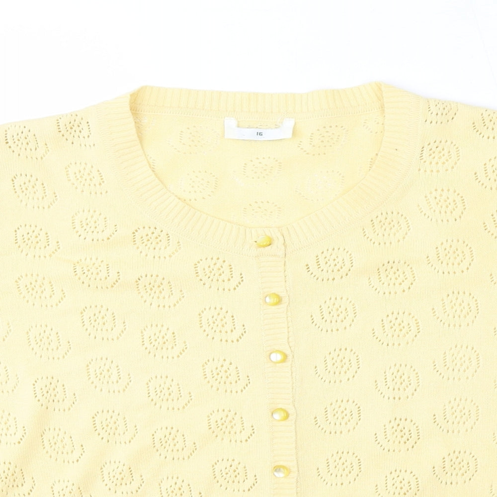 Preworn Womens Yellow   Cardigan Jumper Size 16