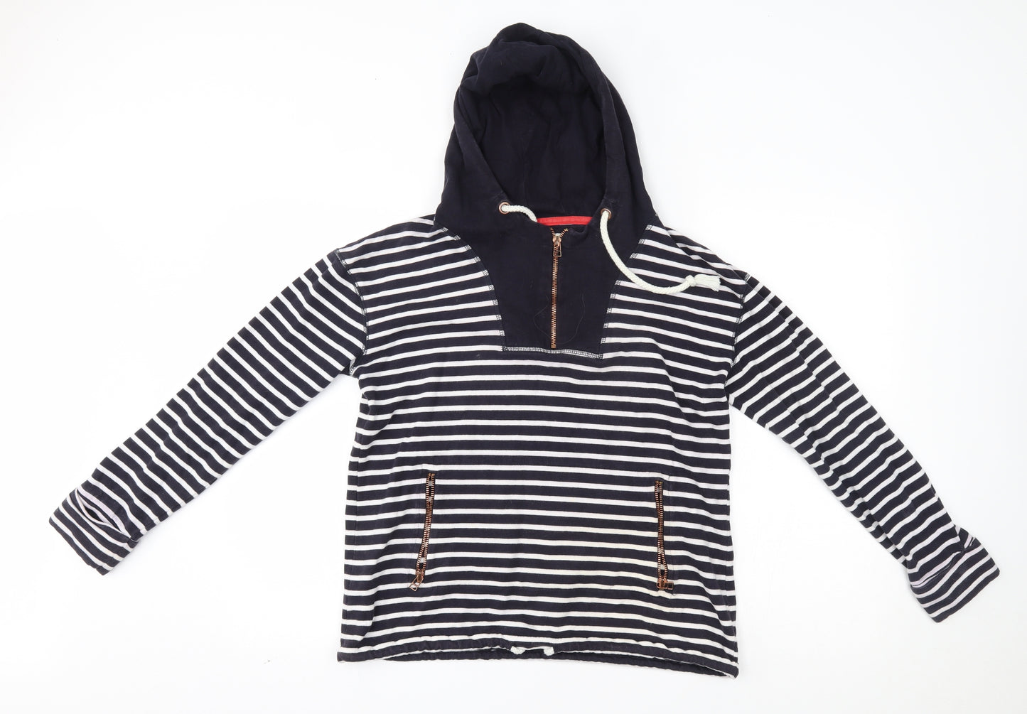 NEXT Womens Black Striped  Full Zip Hoodie Size 10