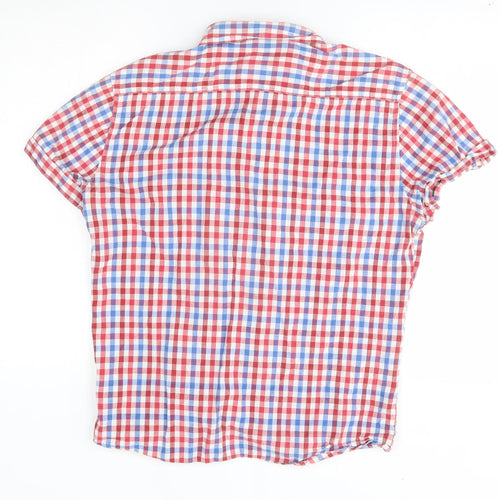 New Look Mens Red Plaid   Button-Up Size M