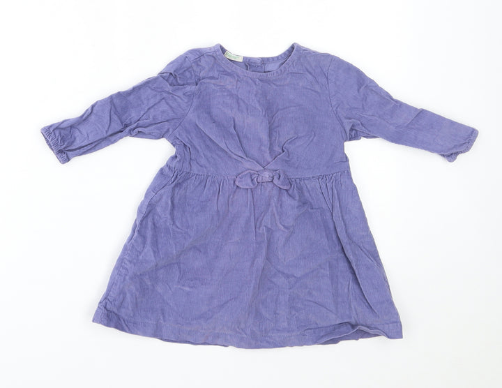 united colours of benetton Girls Purple Corduroy A-Line Size 9-12 Months