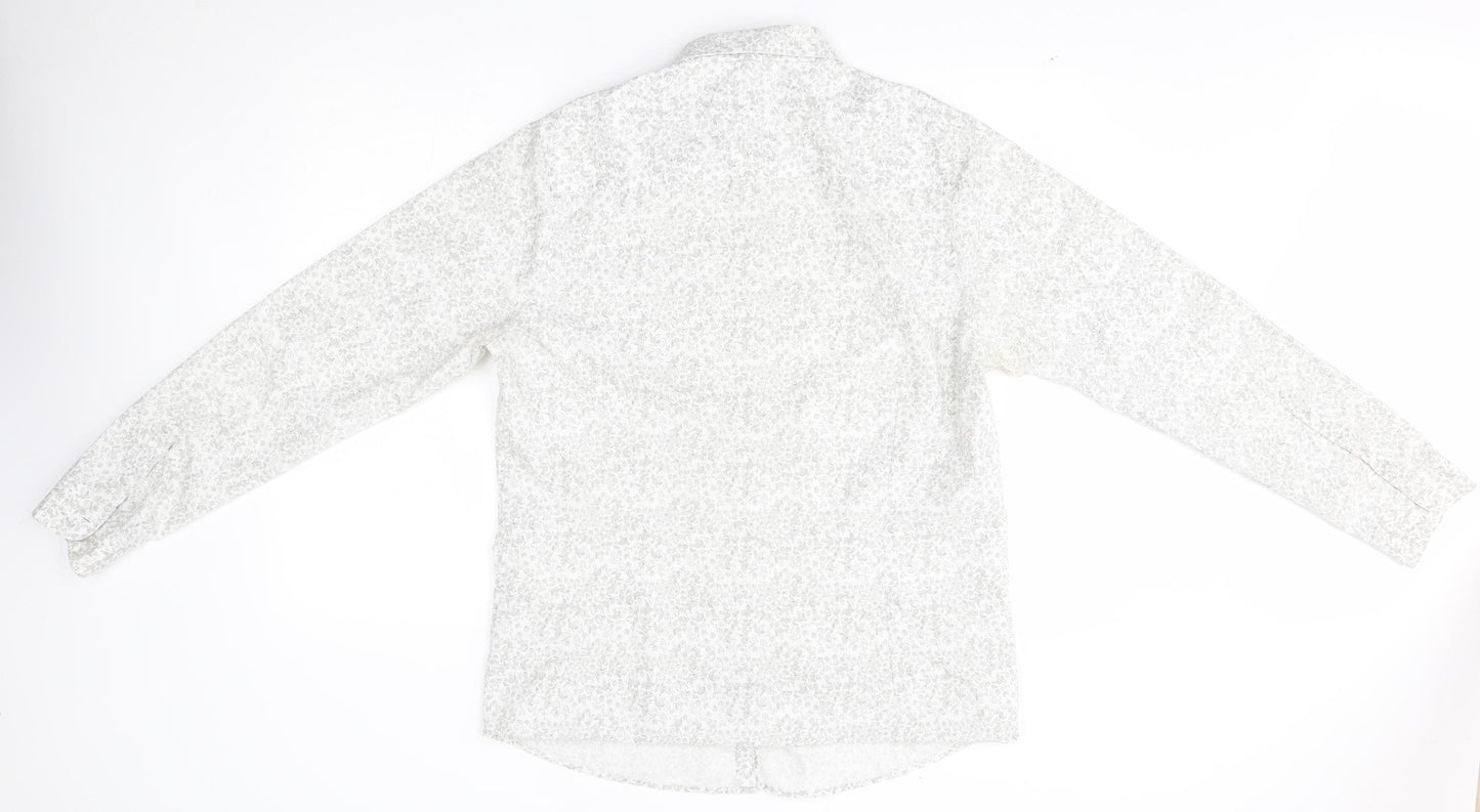New Look Mens Grey Floral   Button-Up Size L