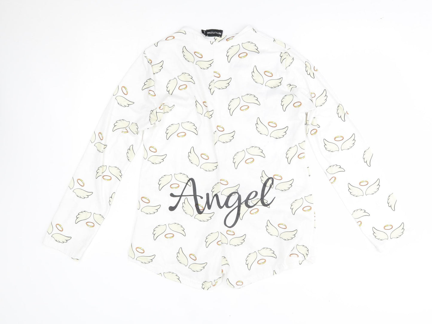 PRETTYLITTLETHING Womens White    Bodysuit Size L  - angel