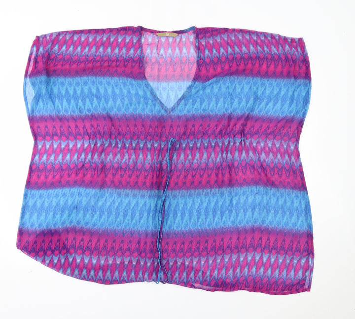 TU Womens Purple Striped Poncho Size S