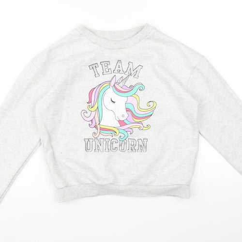 Primark Girls White   Pullover Sweatshirt Size 14-15 Years  - UNICORN