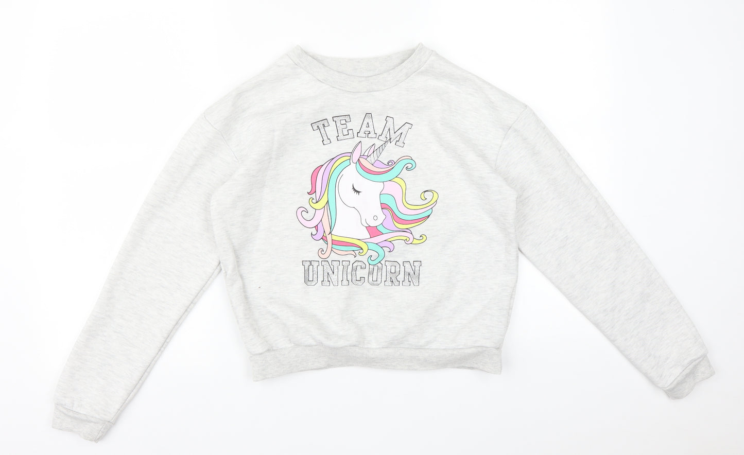 Primark Girls White   Pullover Sweatshirt Size 14-15 Years  - UNICORN