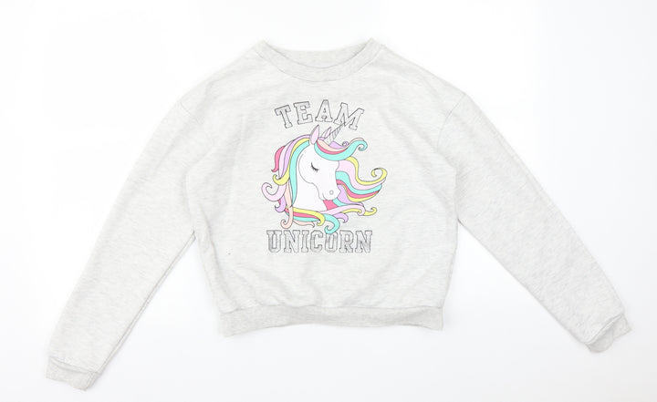Primark Girls White   Pullover Sweatshirt Size 14-15 Years  - UNICORN