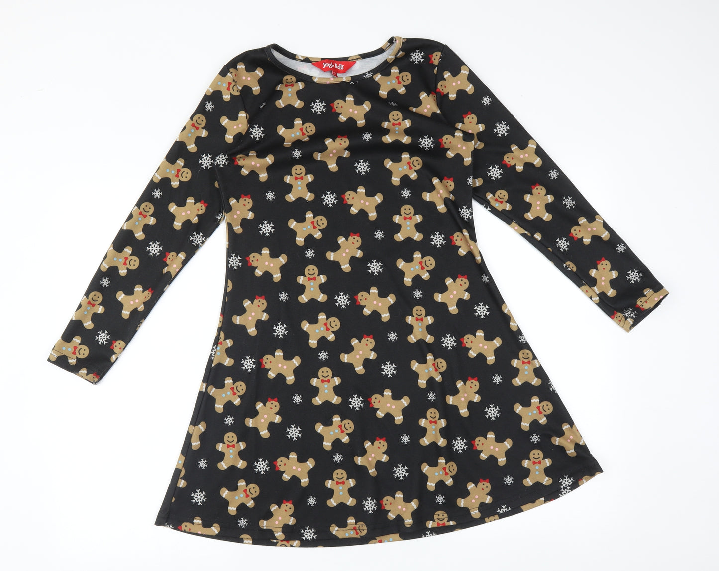 JINGLE BELLS Girls Multicoloured Geometric  Skater Dress  Size 14-15 Years  - CHRISTMAS