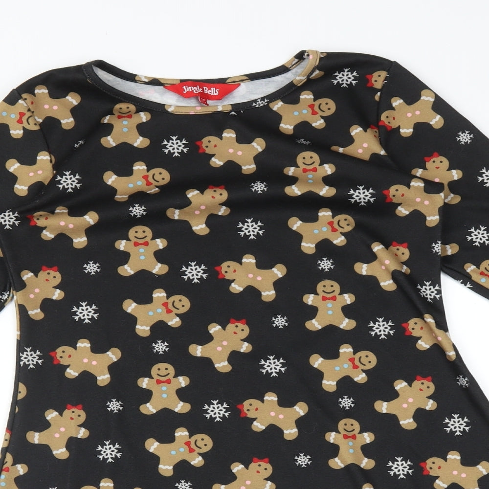 JINGLE BELLS Girls Multicoloured Geometric  Skater Dress  Size 14-15 Years  - CHRISTMAS