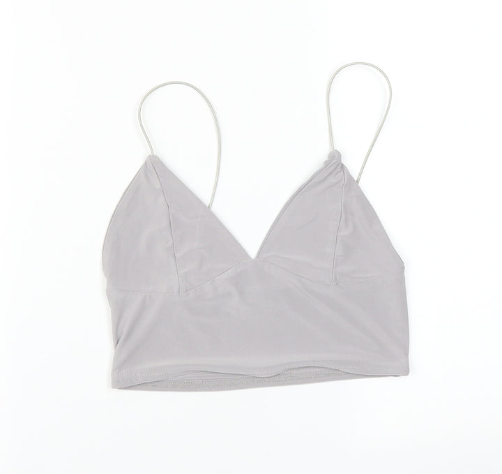 PRETTYLITTLETHING Womens Grey Basic T-Shirt Size 8