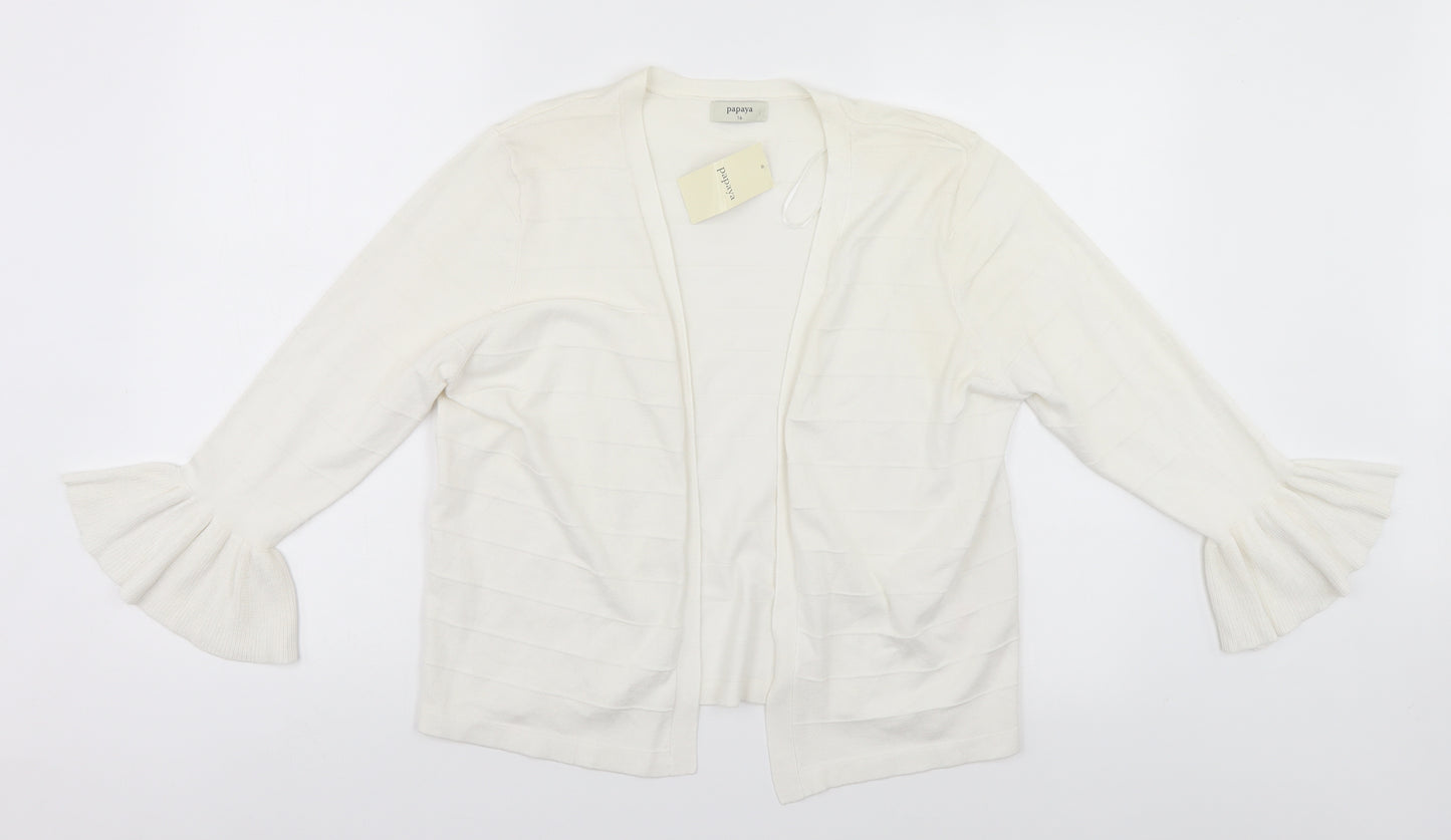 Papaya Womens White   Cardigan Jumper Size 16
