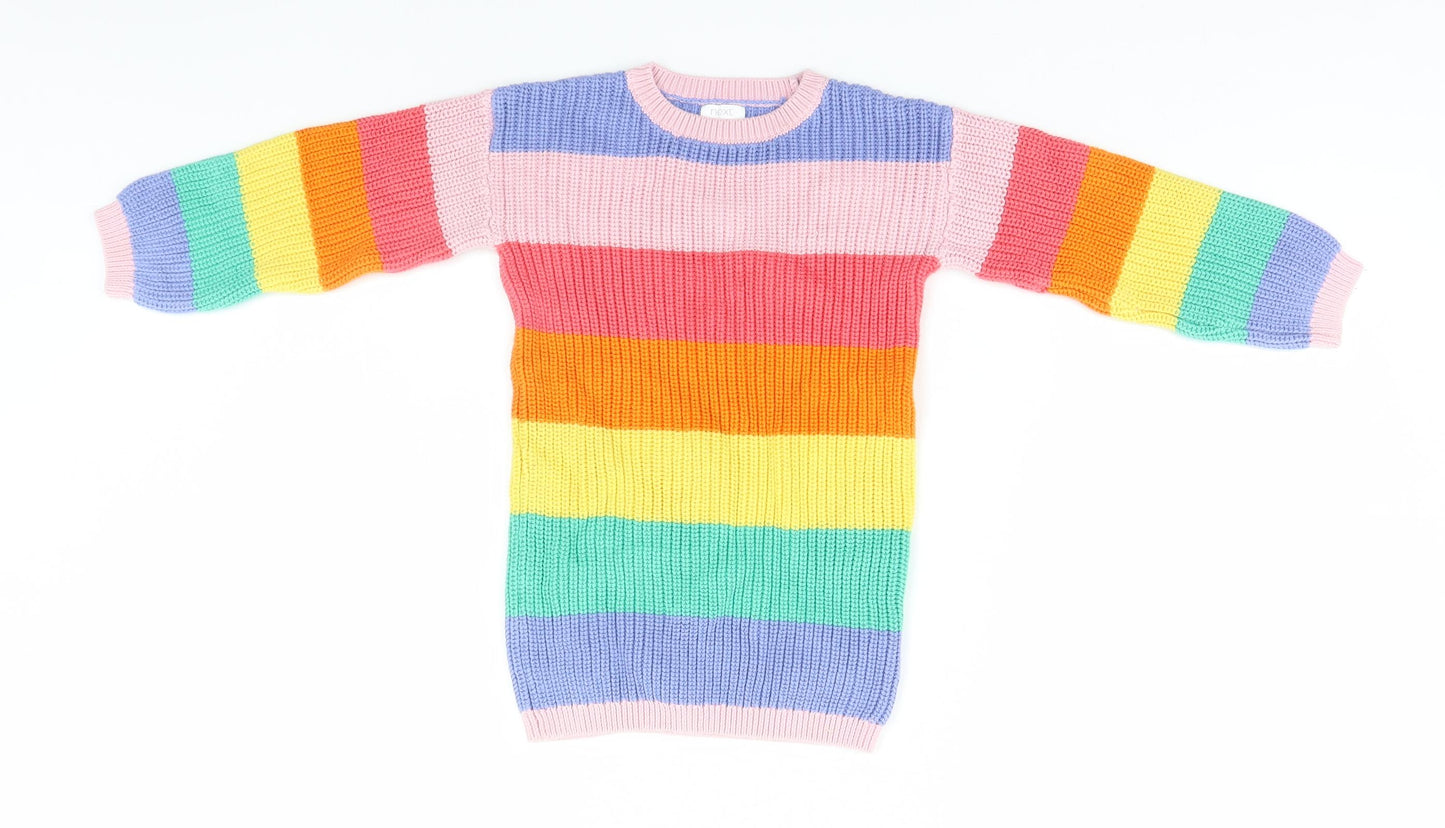 NEXT Girls Multicoloured Striped  Pullover Jumper Size 3-4 Years