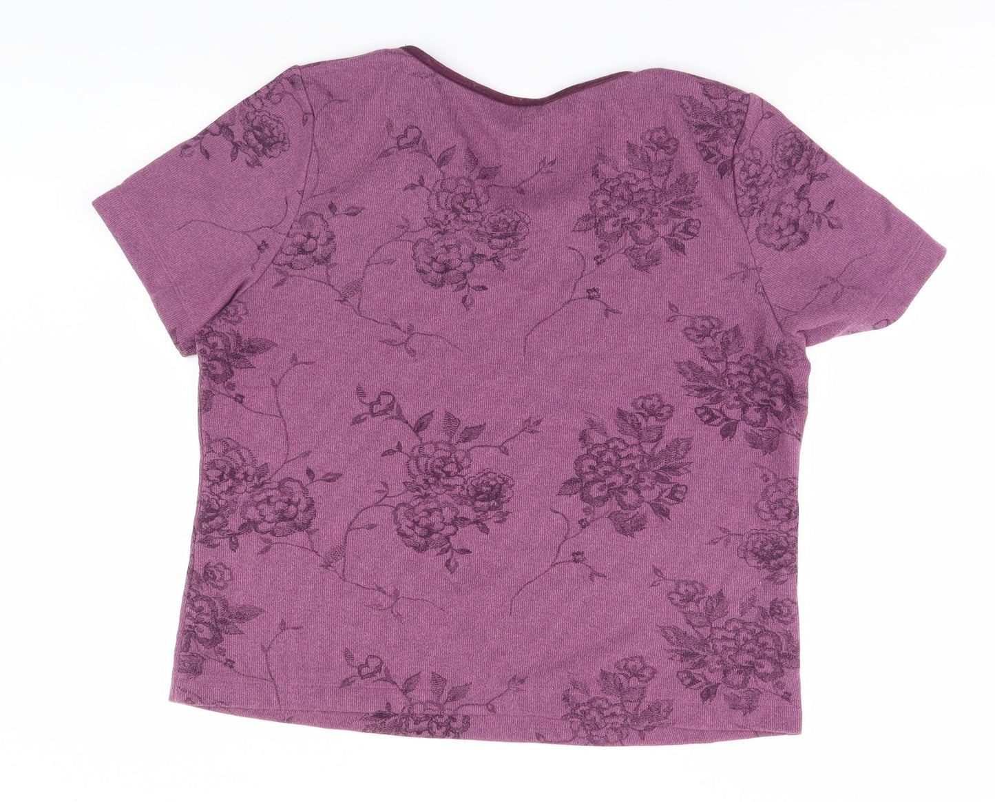 DASH Womens Purple Floral  Basic T-Shirt Size 20