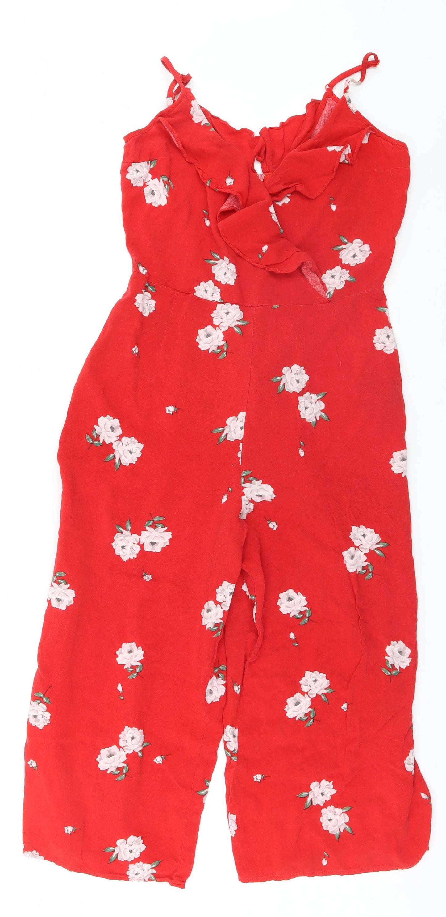 Divided Womens Red Floral  Jumpsuit One-Piece Size 12 L18 in