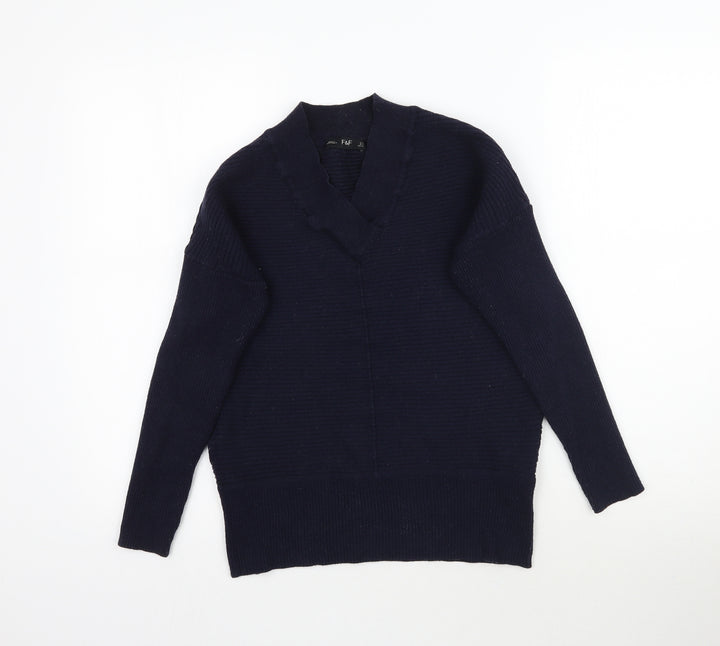 F&F Womens Blue Knit Pullover Jumper Size 6