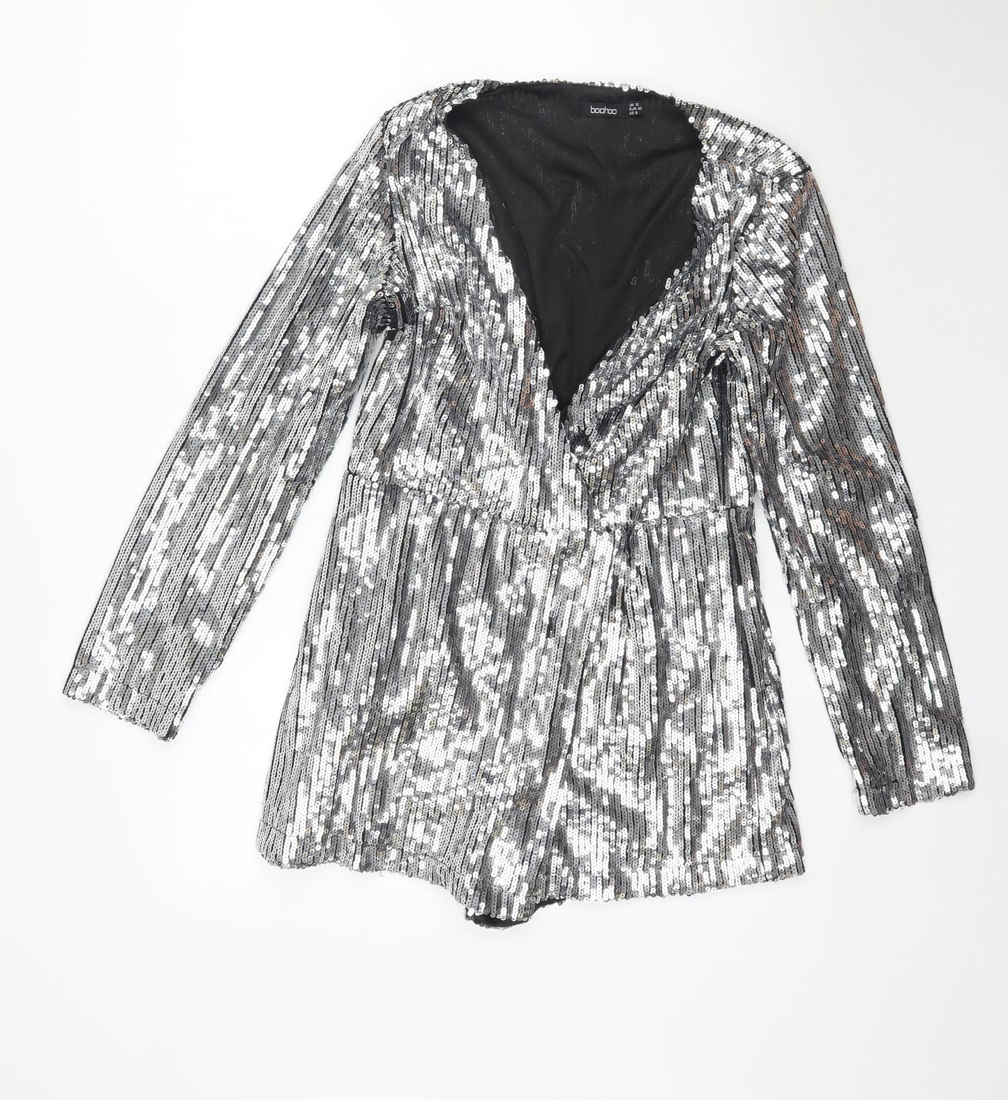 Boohoo Womens Silver   Playsuit One-Piece Size 12 L3 in