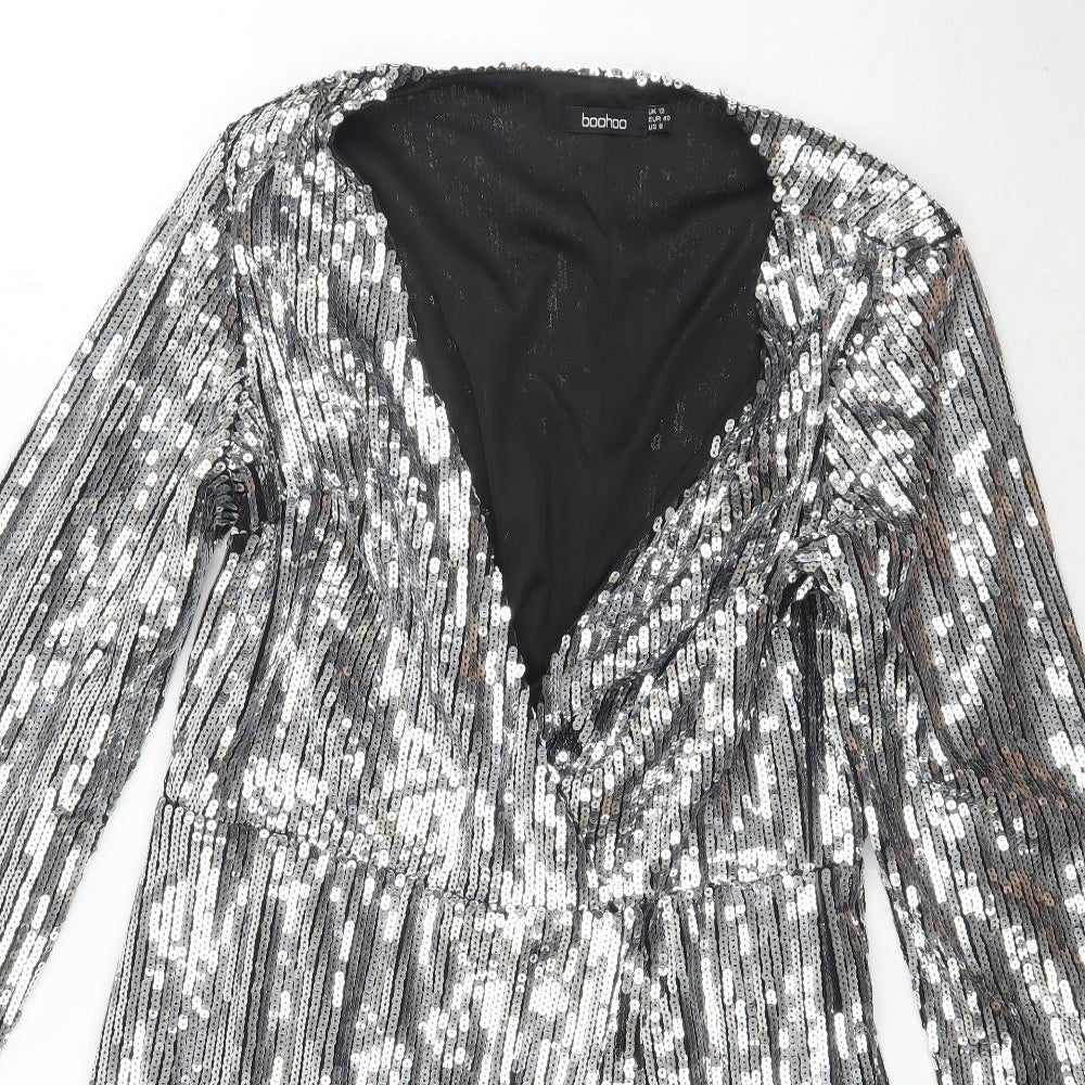 Boohoo Womens Silver   Playsuit One-Piece Size 12 L3 in