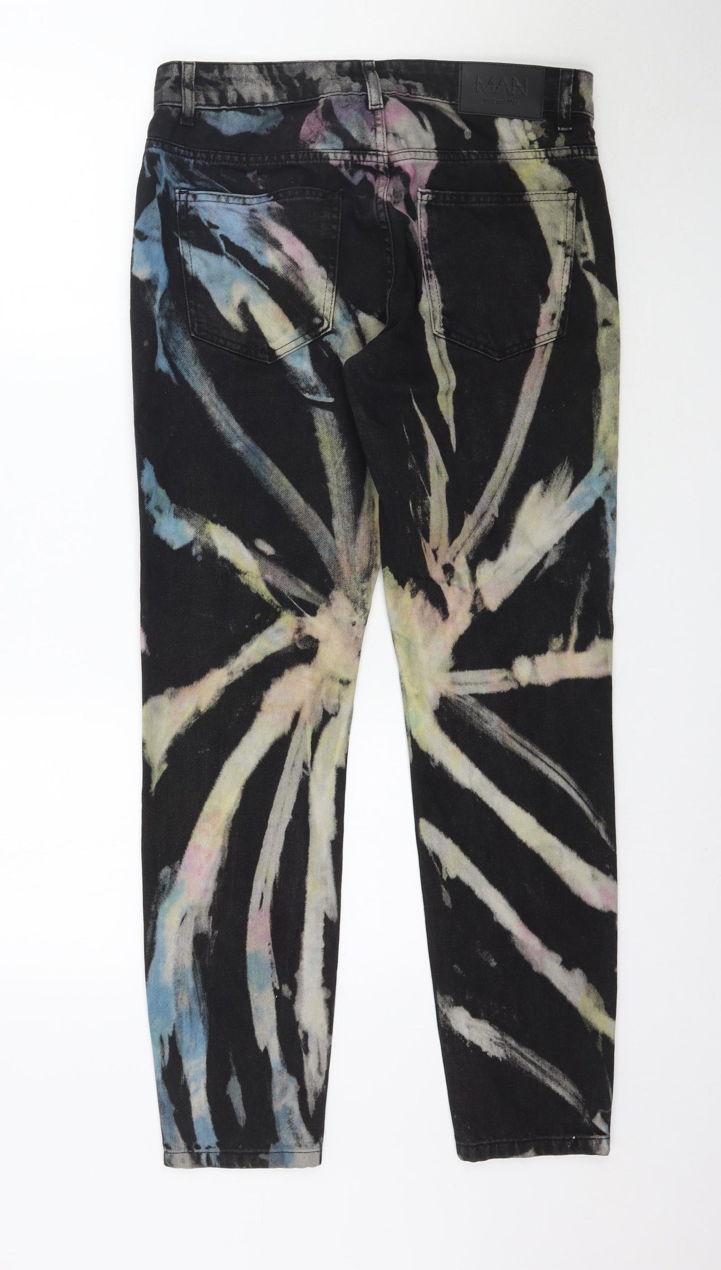 Boohoo Mens Multicoloured  Denim Straight Jeans Size 32 L31 in - Tie dye