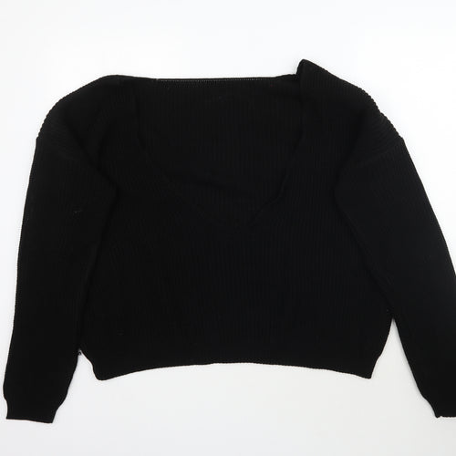 Boohoo Womens Black  Knit Pullover Jumper Size 20