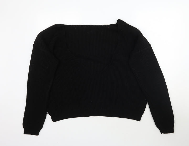 Boohoo Womens Black Knit Pullover Jumper Size 20