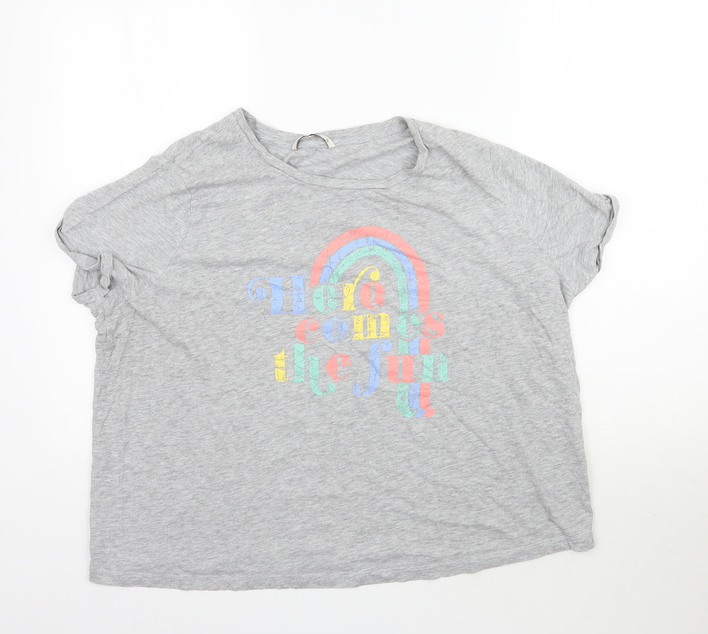 TU Womens Grey   Basic T-Shirt Size 2  - Here comes the fun