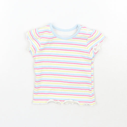 Primark Girls Multicoloured Striped  Basic T-Shirt Size 0-3 Months