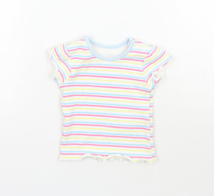 Primark Girls Multicoloured Striped Basic T-Shirt Size 0-3 Months