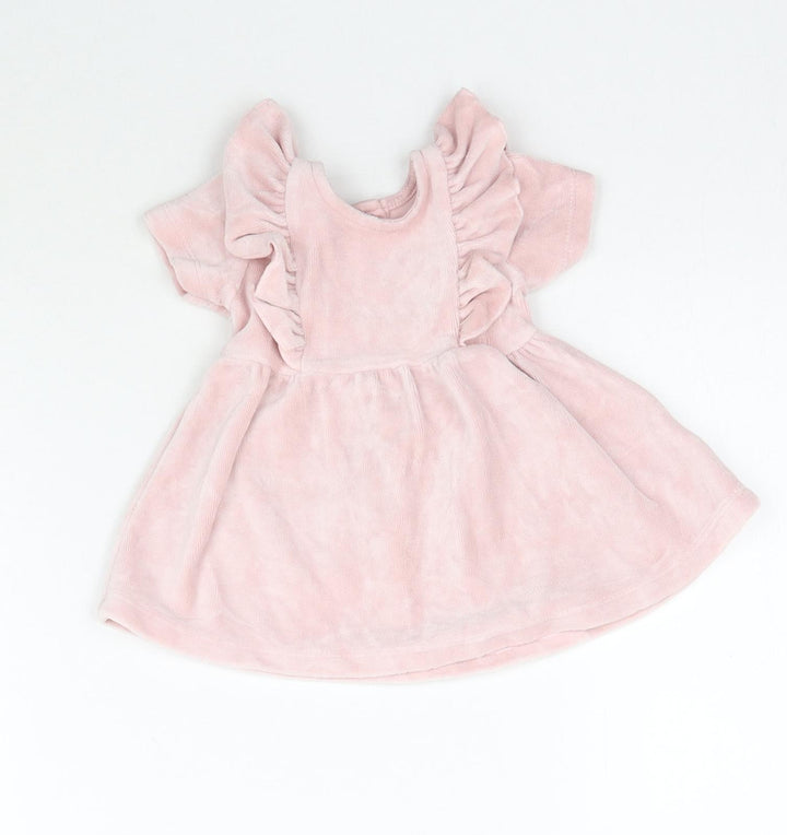 Matalan Girls Pink Velour Fit & Flare Size Newborn