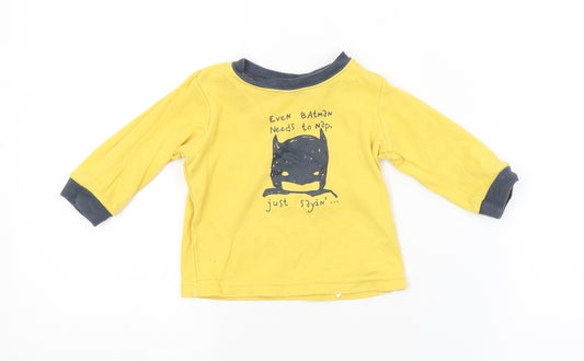 Front view of George Baby Yellow Basic T-Shirt, size 6-9, Months - BATMAN