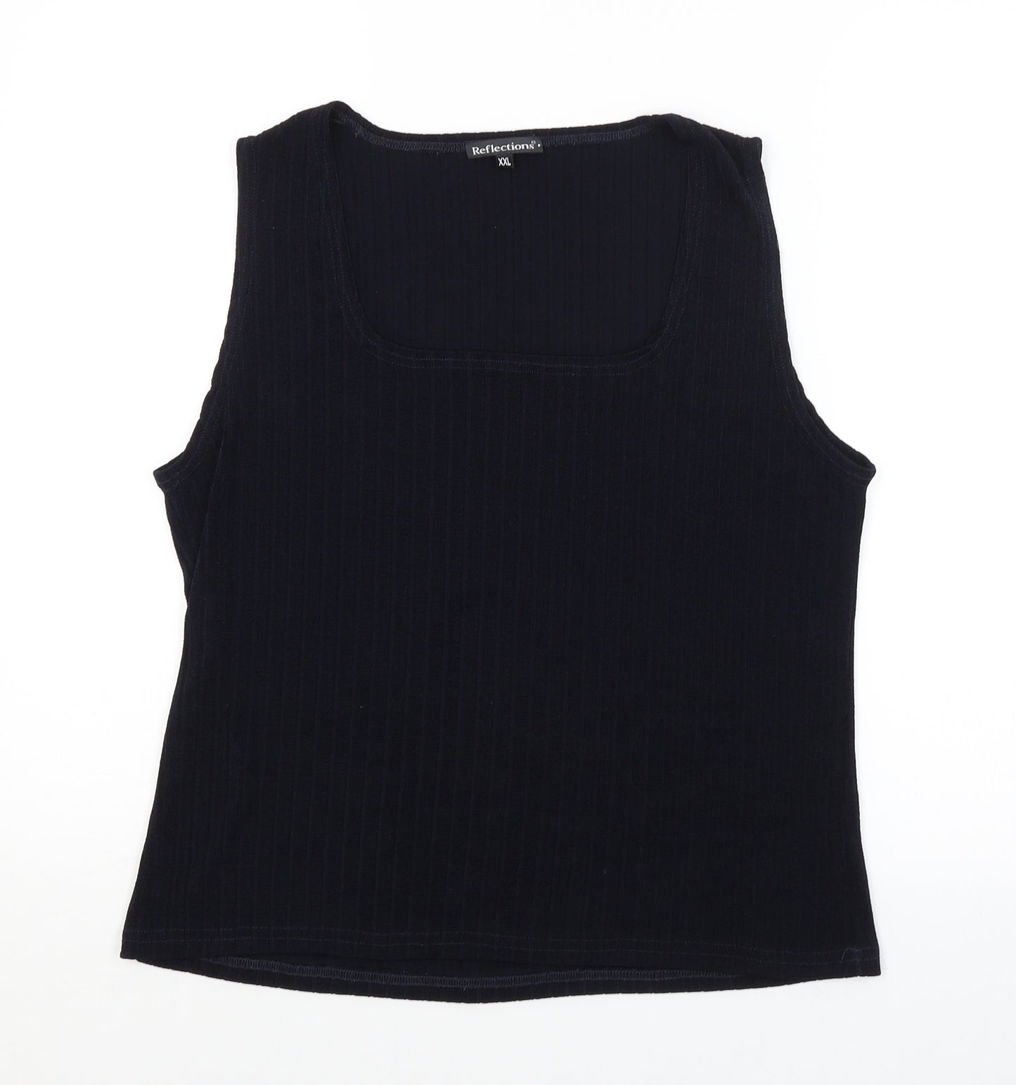 Reflections Womens Blue Striped  Basic Tank Size 2XL