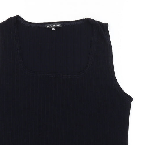 Reflections Womens Blue Striped  Basic Tank Size 2XL