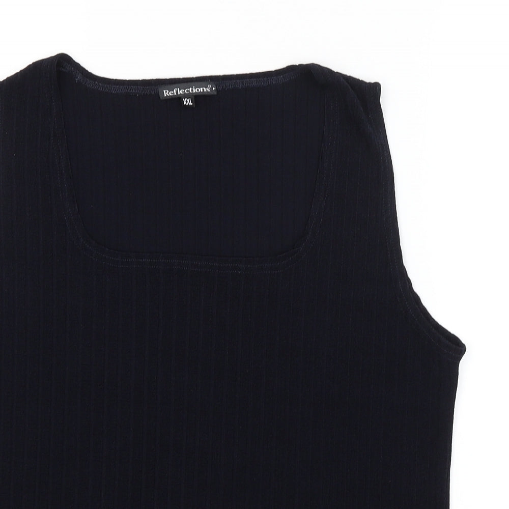 Reflections Womens Blue Striped  Basic Tank Size 2XL