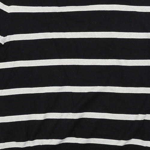 PHILLIP RUSSEL Mens Black Striped  Pullover Jumper Size 2XL