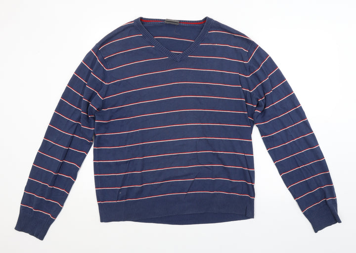 H&M Mens Blue Striped Pullover Jumper Size XL
