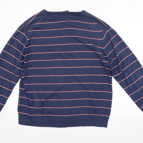 H&M Mens Blue Striped  Pullover Jumper Size XL