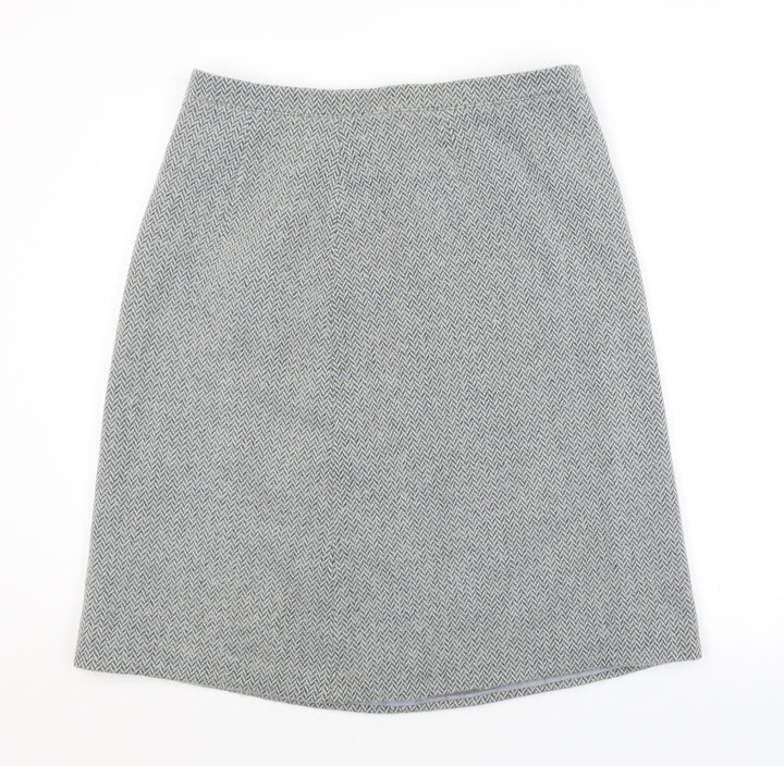 Preworn Womens Grey Argyle/Diamond  A-Line Skirt