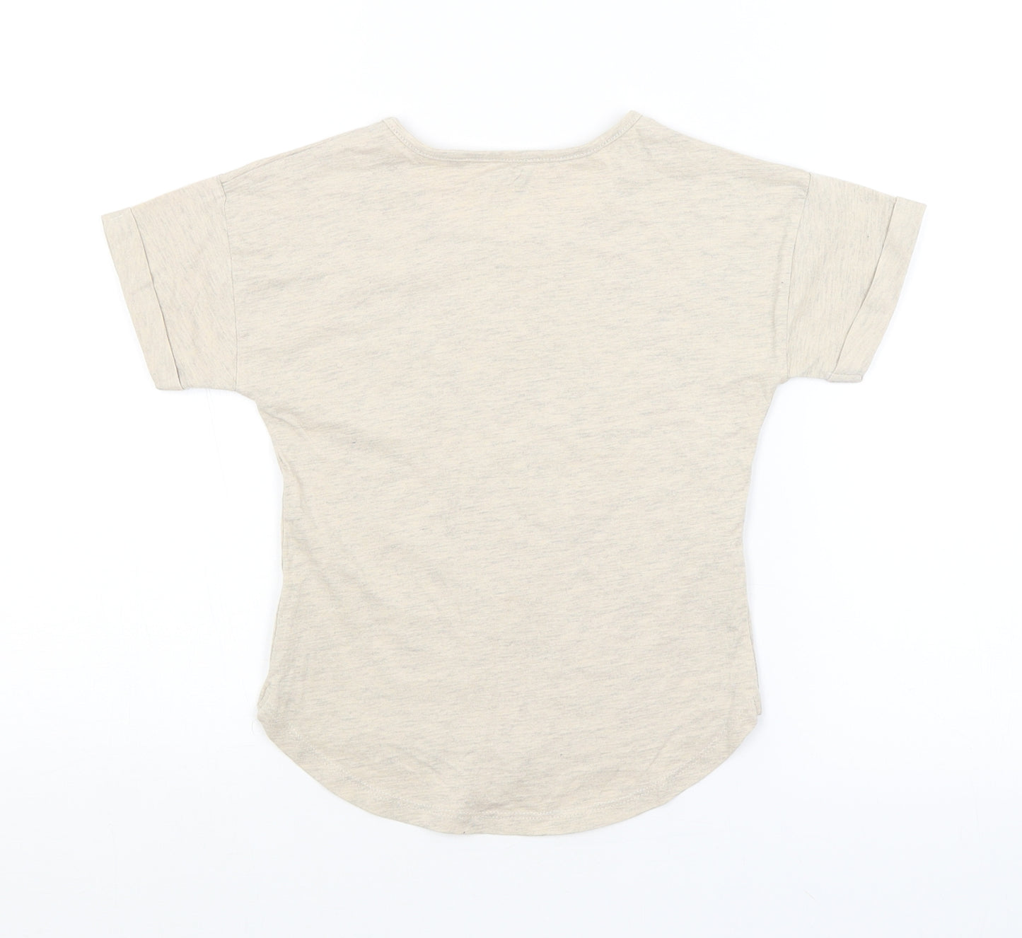 TU Girls Beige   Basic T-Shirt Size 7 Years  - UNICORN