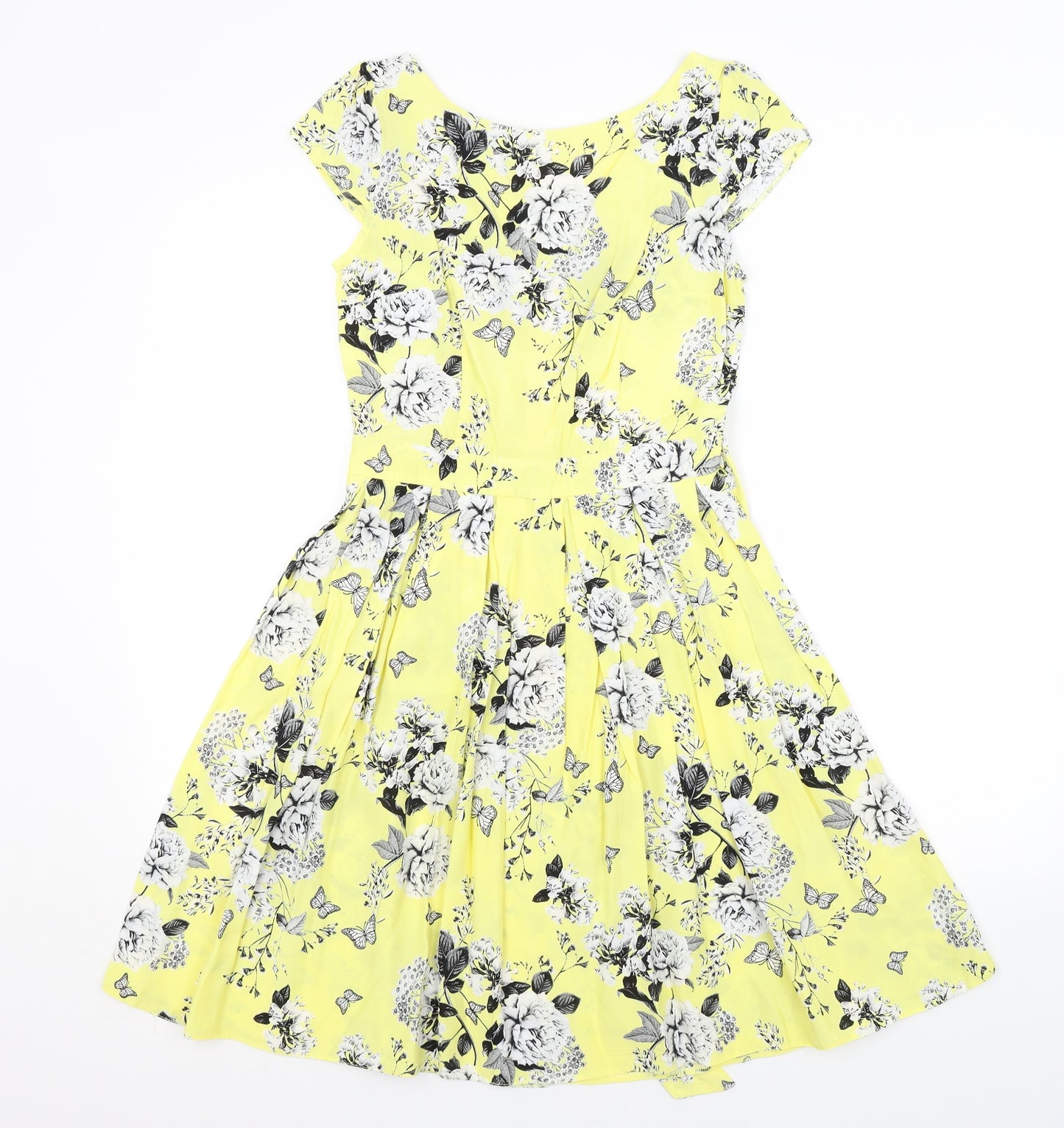 Dorothy Perkins Womens Yellow Floral  A-Line  Size 8