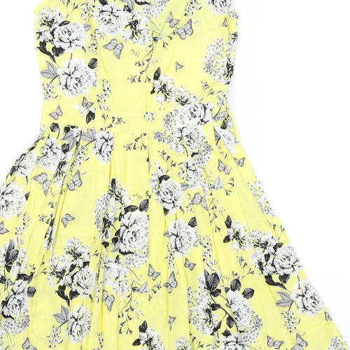 Dorothy Perkins Womens Yellow Floral  A-Line  Size 8