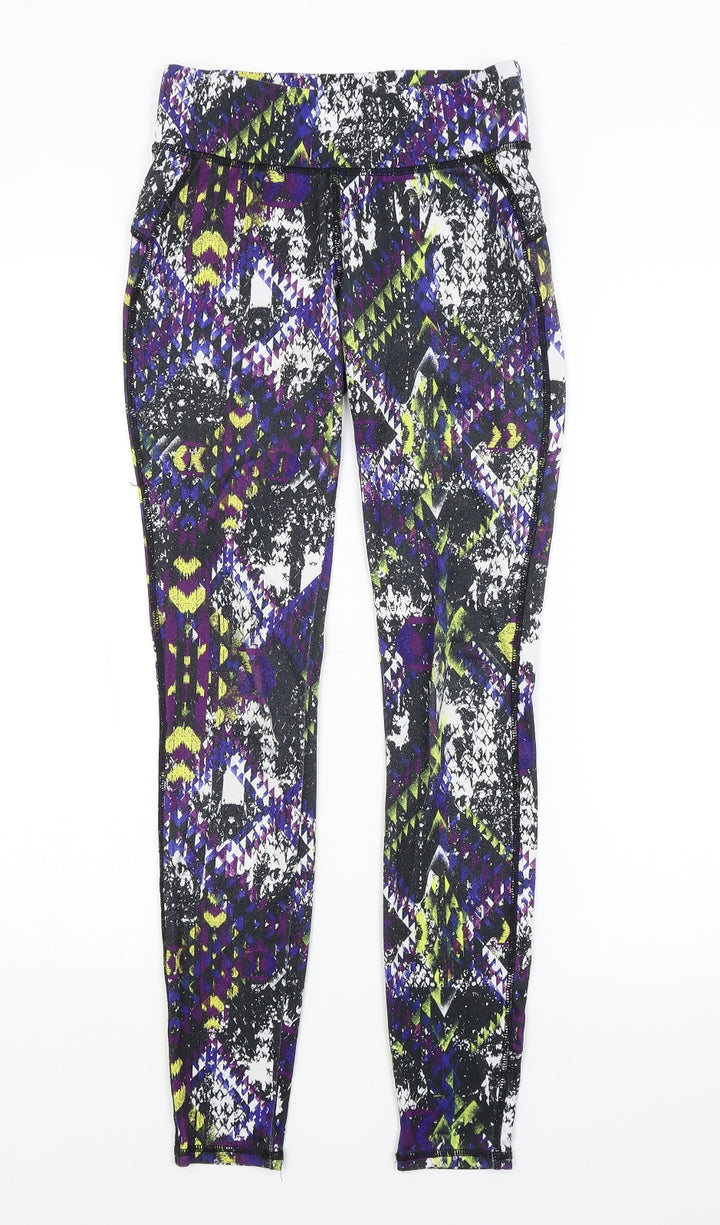 New Look Womens Multicoloured Argyle/Diamond Compression Leggings Size XS L28 in
