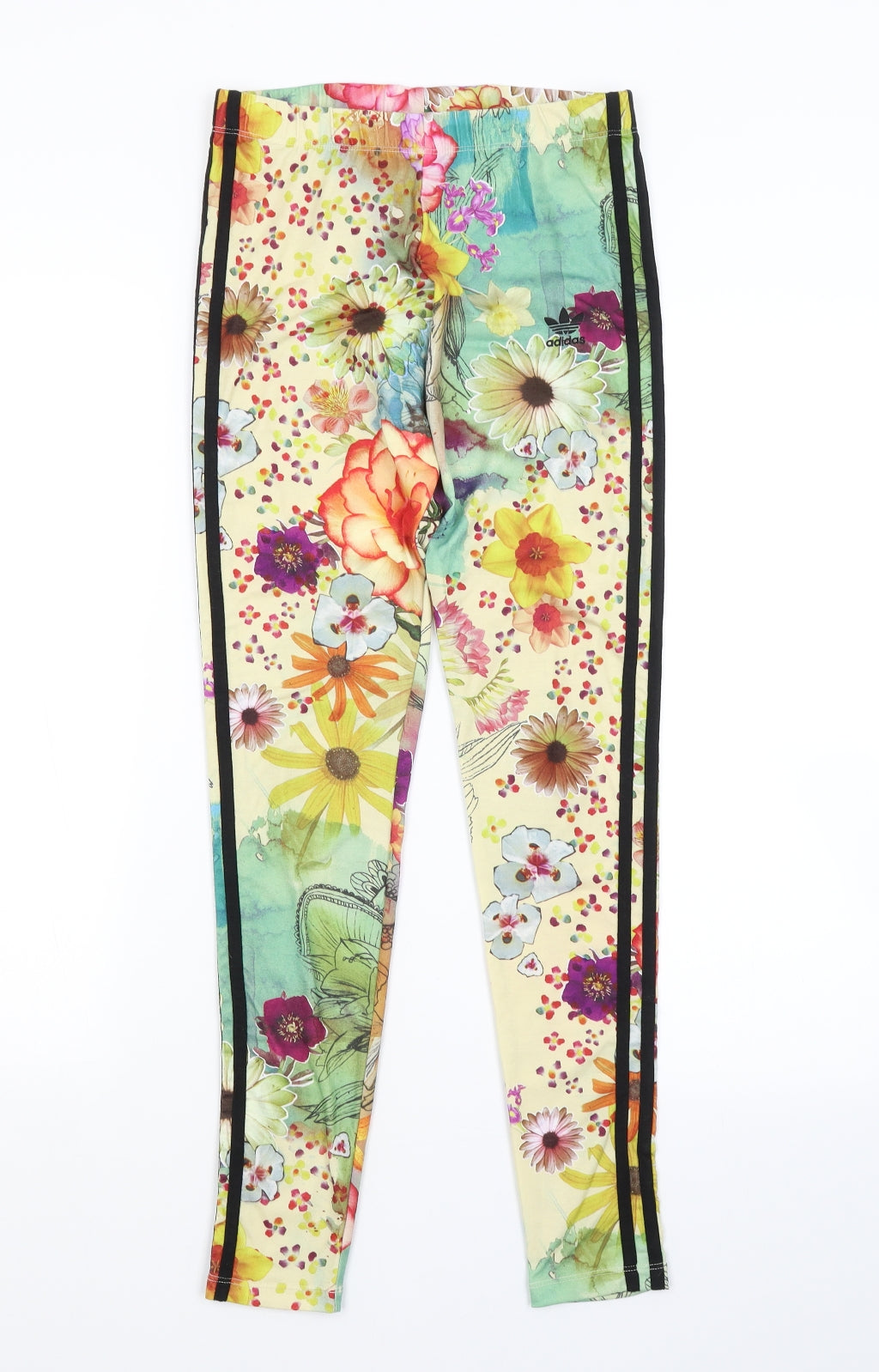 adidas Womens Multicoloured Floral  Compression Leggings Size 8 L29 in