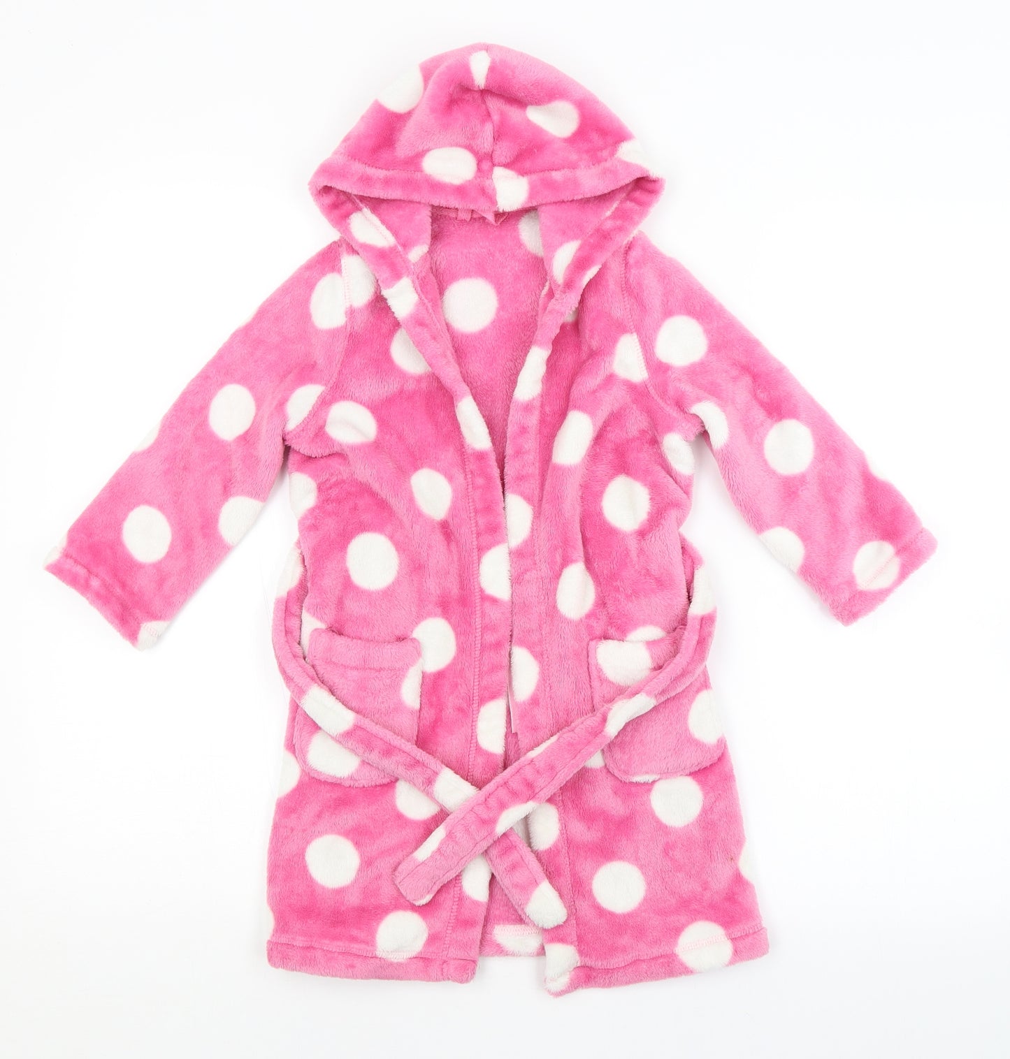 M&S Girls Pink Spotted   Robe Size 3-4 Years
