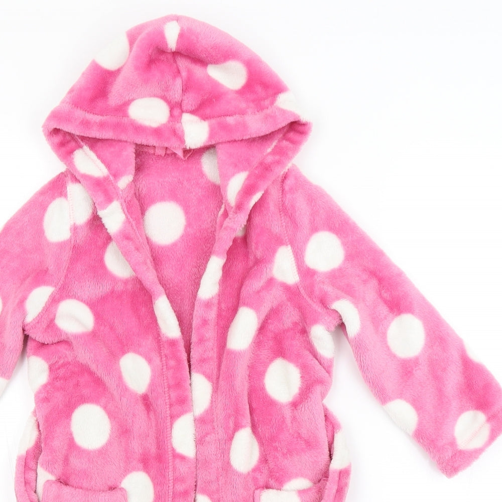 M&S Girls Pink Spotted   Robe Size 3-4 Years
