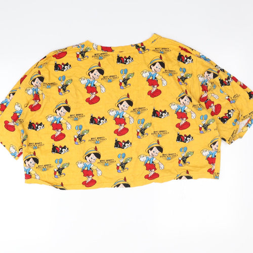 Primark Womens Yellow   Cropped T-Shirt Size L  - Pinnochio
