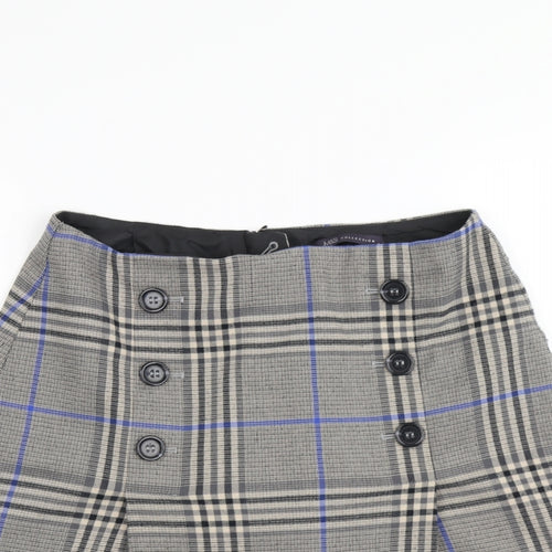 Marks and Spencer Womens Grey Check  A-Line Skirt Size 10