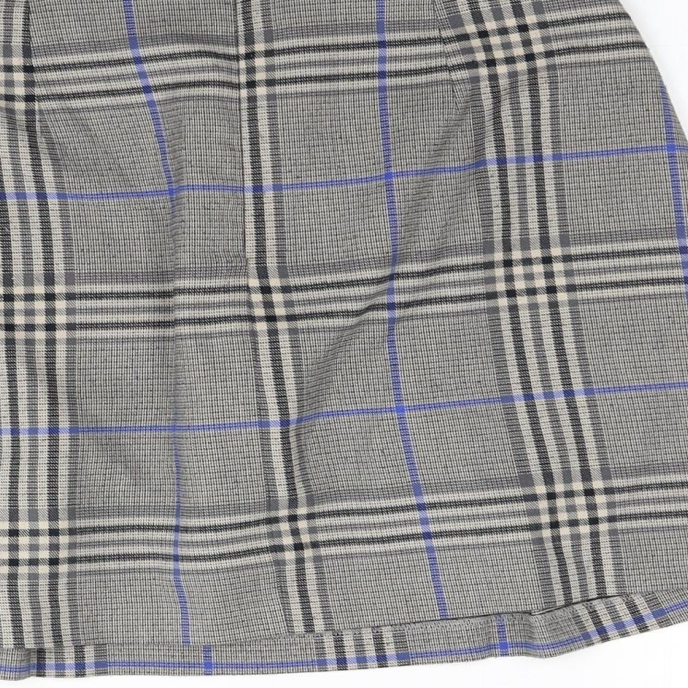Marks and Spencer Womens Grey Check  A-Line Skirt Size 10