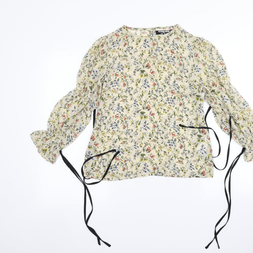 Fashion Union Womens Green Floral  Basic Blouse Size 6