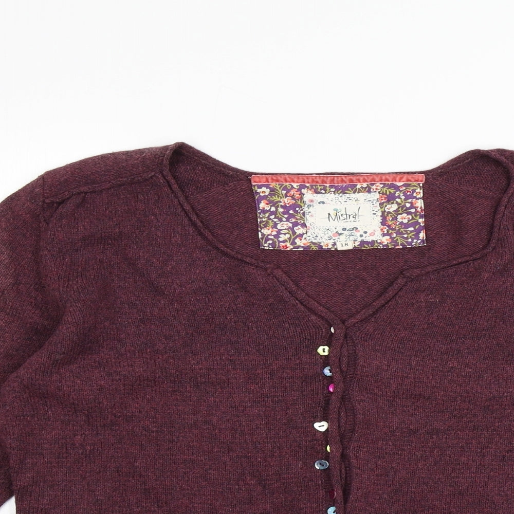 Mistral Womens Purple   Cardigan Jumper Size 18